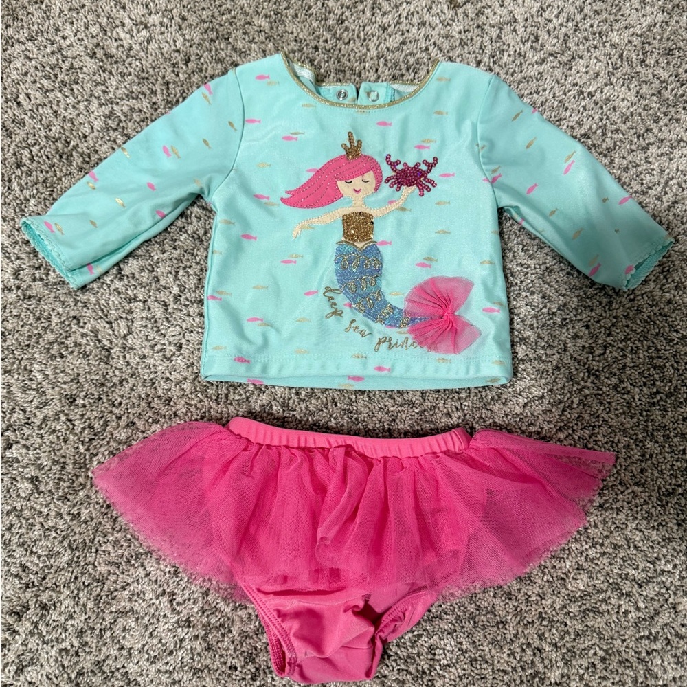 Mud Pie Aqua and Pink Mermaid Swim Set